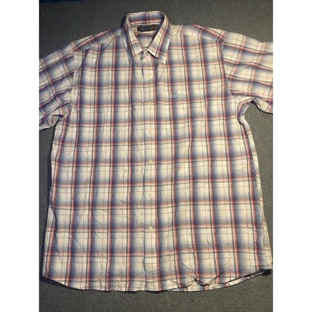 COOGI‎ men's XX LARGE button down 100% COTTON LIGHTWEIGHT SHORT sleeve PLAID